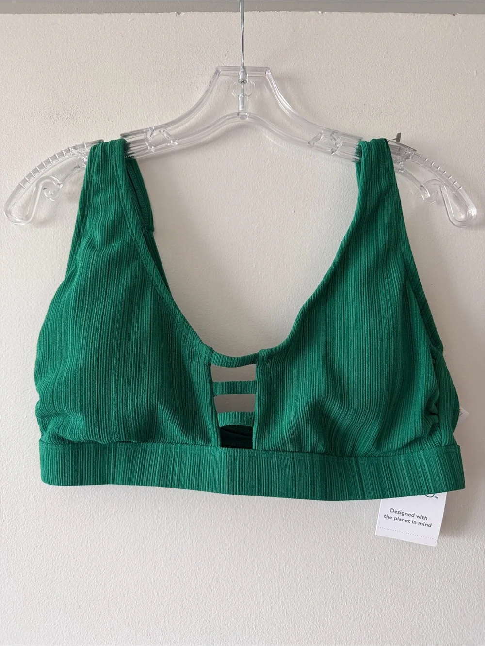 Emerald Green Strappy Lattice Time and Tru Ribbed Bikini Set Size M 8-10 NWT